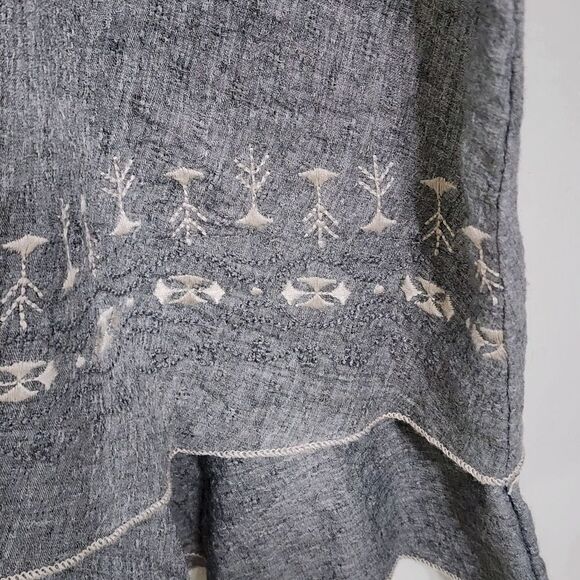 Indigo Soul Boho tunic top gray embroidered tiered bottom Sz S - Picture 4 of 5
